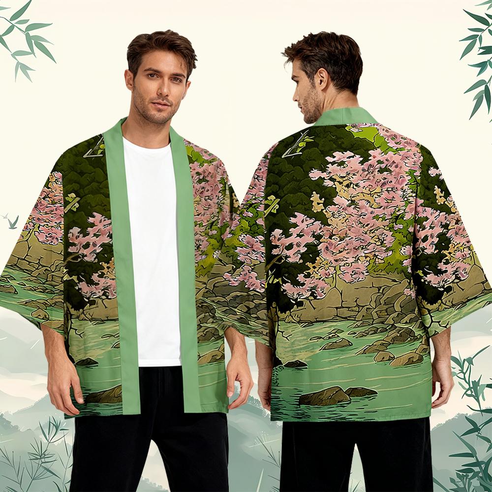 Street Fashion Kimono - Flor de cerejeira padrão estilo japonês
