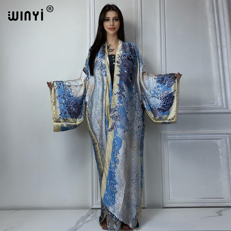 Street Fashion Kimono - WINYI-Vestido de quimono boêmio estampado para