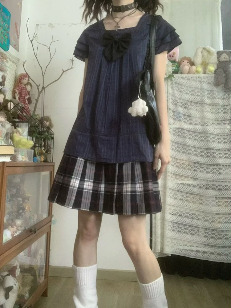 Street Fashion Harajuku - Conjunto Vintage Estilo Japonês em Duas