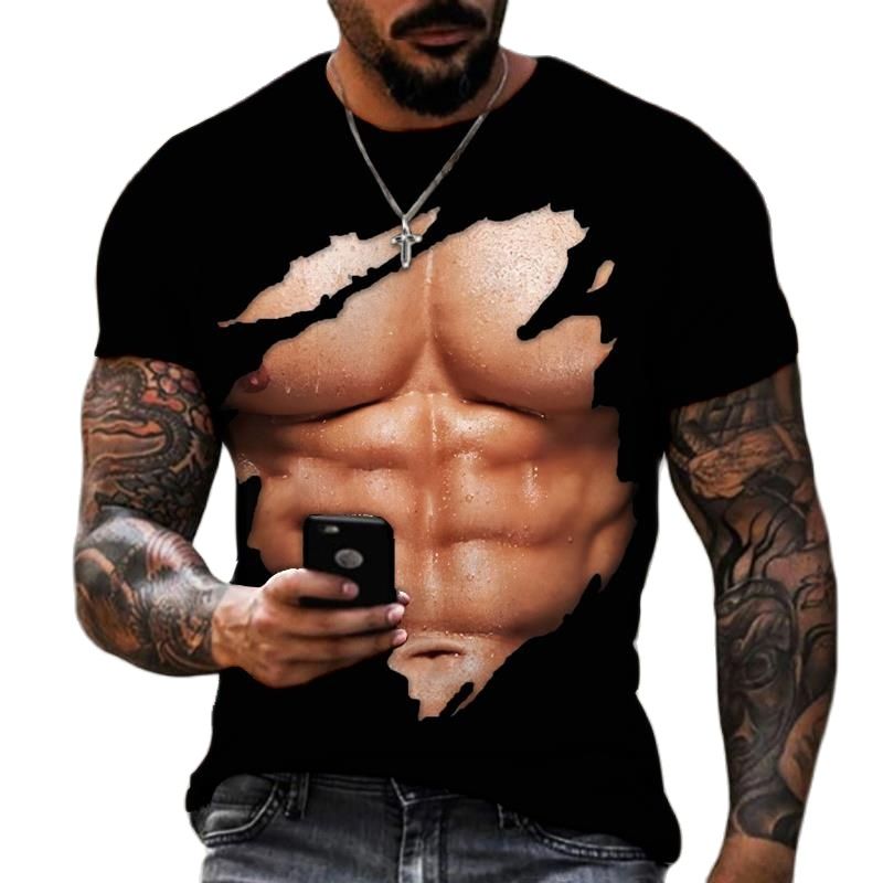 Street Fashion Guys - Verão moda masculina 3d impresso músculo