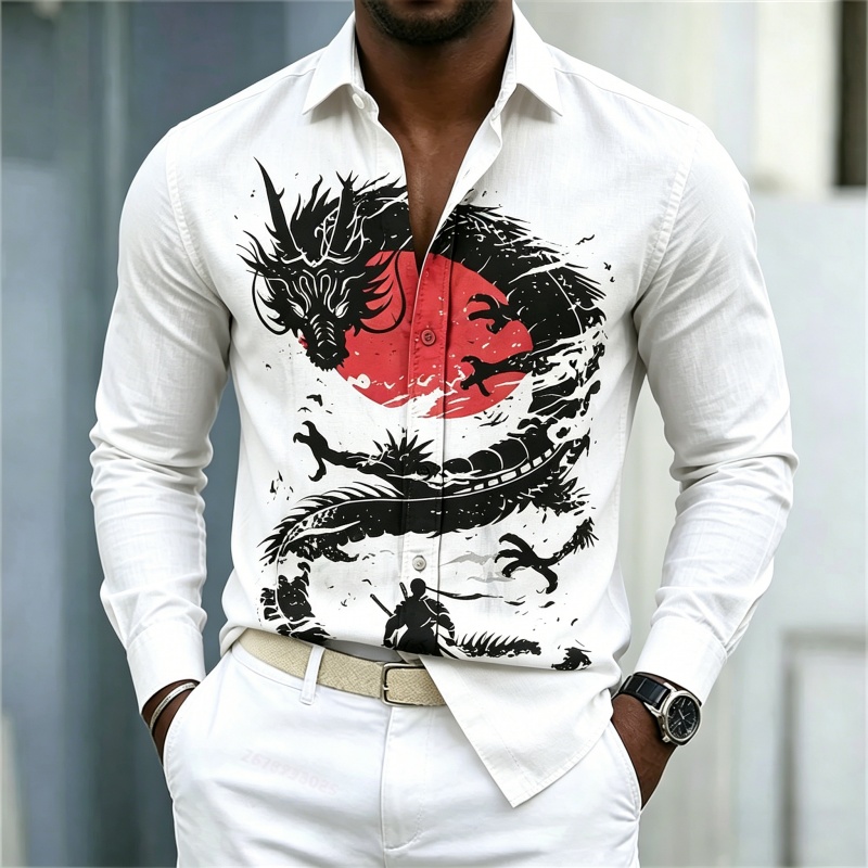 Street Fashion Clothing - Camisa Masculina Nova 2026 Branca, Preta