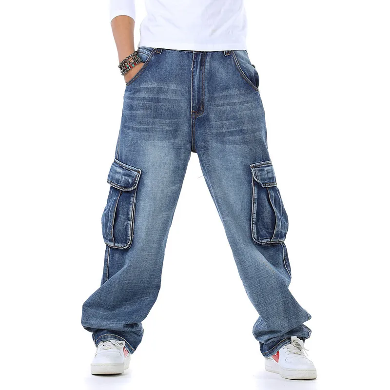 Street Fashion Guys - Calças de brim baggy dos homens