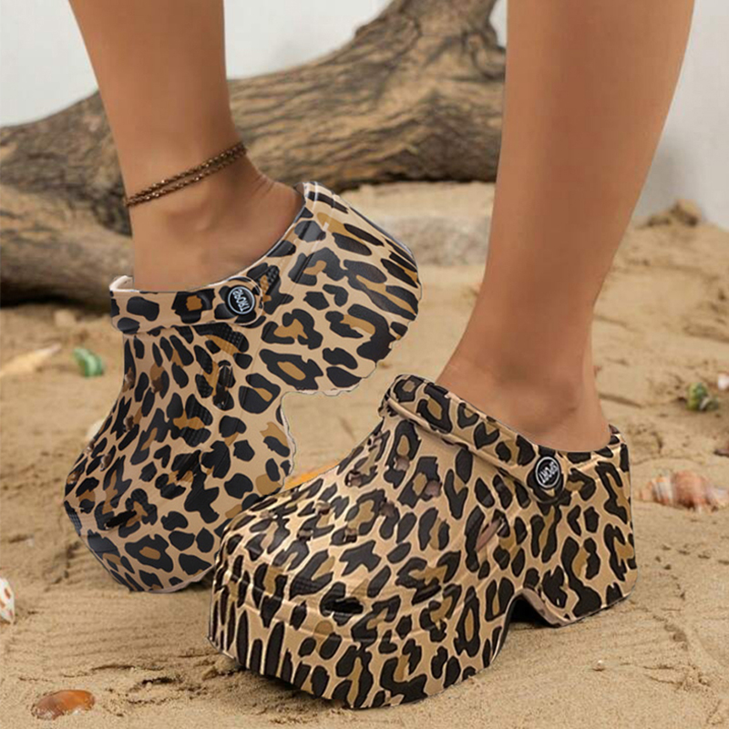 Street Fashion Girl - Tamancos de plataforma de leopardo para