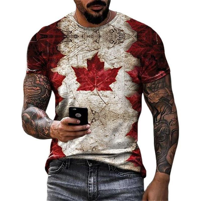 Retro Canada Flag T-shirt 3D P - Street Fashion Canada avaliação e preço
