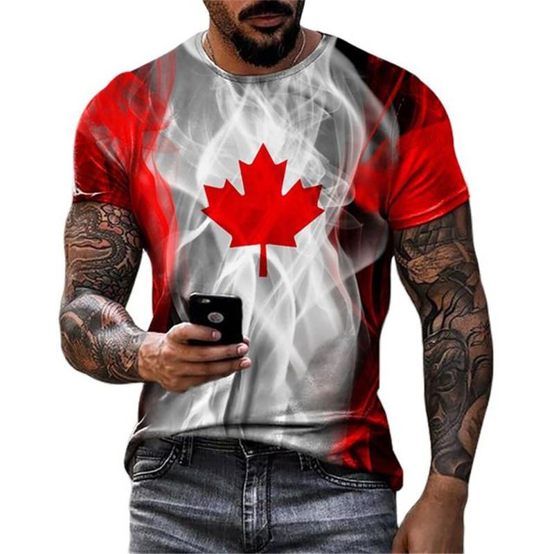 Retro Canada Flag T-shirt 3D P - Street Fashion Canada avaliação e preço