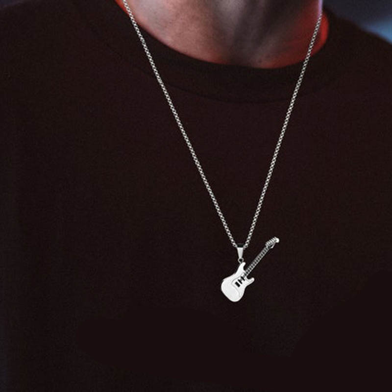 1pc punk guitarra colar para c - Street Fashion Guys avaliação e preço