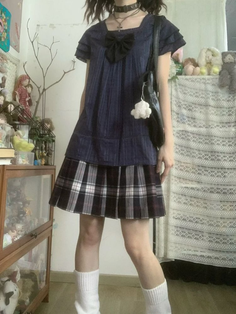 Conjunto Vintage Estilo Japonê - Street Fashion Harajuku avaliação e preço