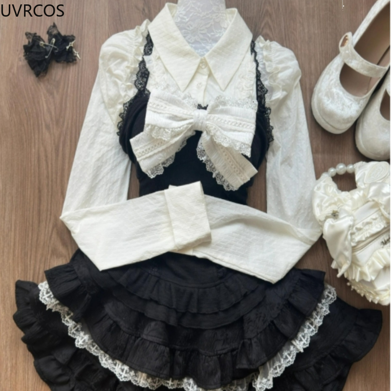 Y2k estética lolita estilo 3 p - Street Fashion Harajuku avaliação e preço