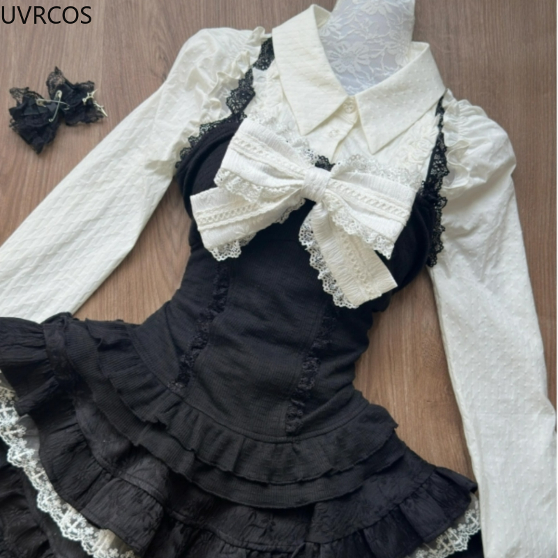 Y2k estética lolita estilo 3 p - Street Fashion Harajuku avaliação e preço