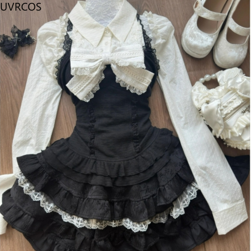 Y2k estética lolita estilo 3 p - Street Fashion Harajuku avaliação e preço