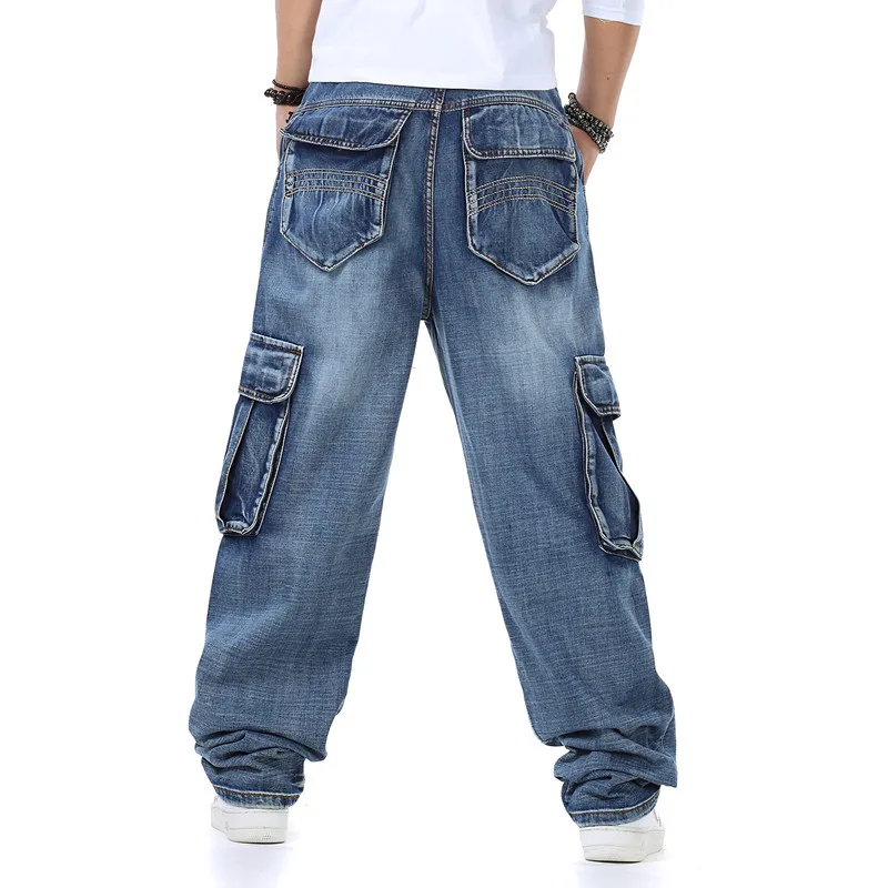 Calças de brim baggy dos homen - Street Fashion Guys avaliação e preço