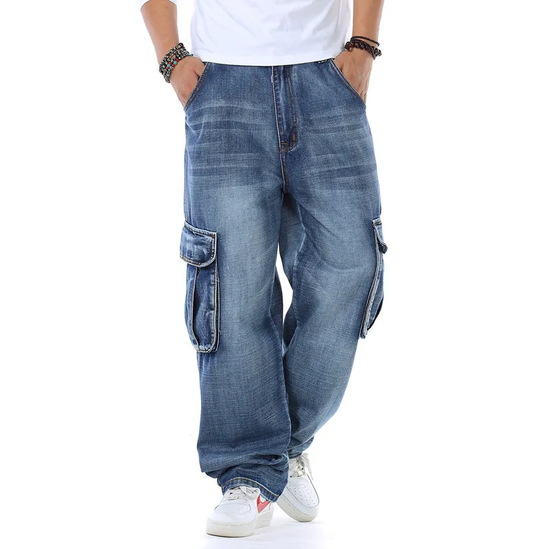 Calças de brim baggy dos homen - Street Fashion Guys avaliação e preço