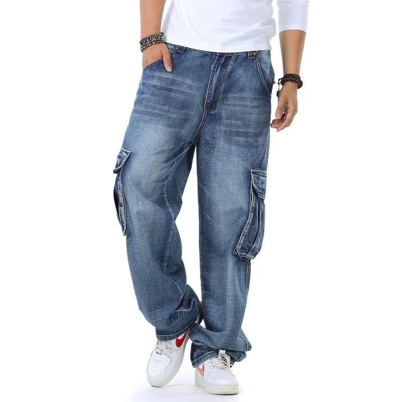 Calças de brim baggy dos homen - Street Fashion Guys avaliação e preço