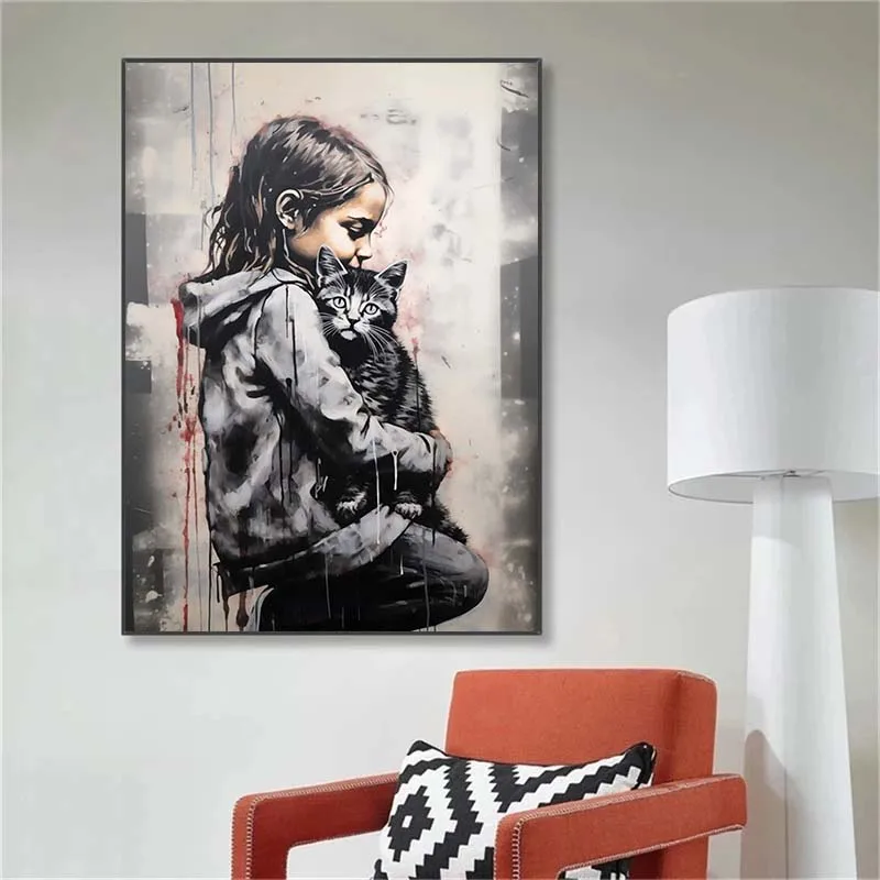 Banksy graffiti menino menina  - Street Fashion Poster avaliação e preço